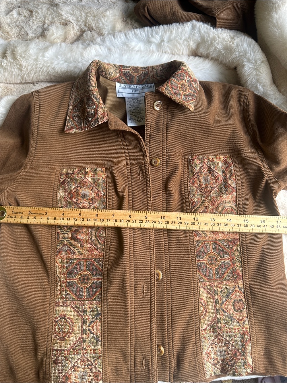Jessica Howard vintage petite dress with Patterned Panel Jacket Sz 4P - Picture 14 of 15